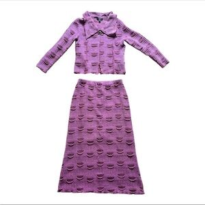 Fiore Bella Women’s Pink Two Piece Collared Top & Matching Long Skirt Set